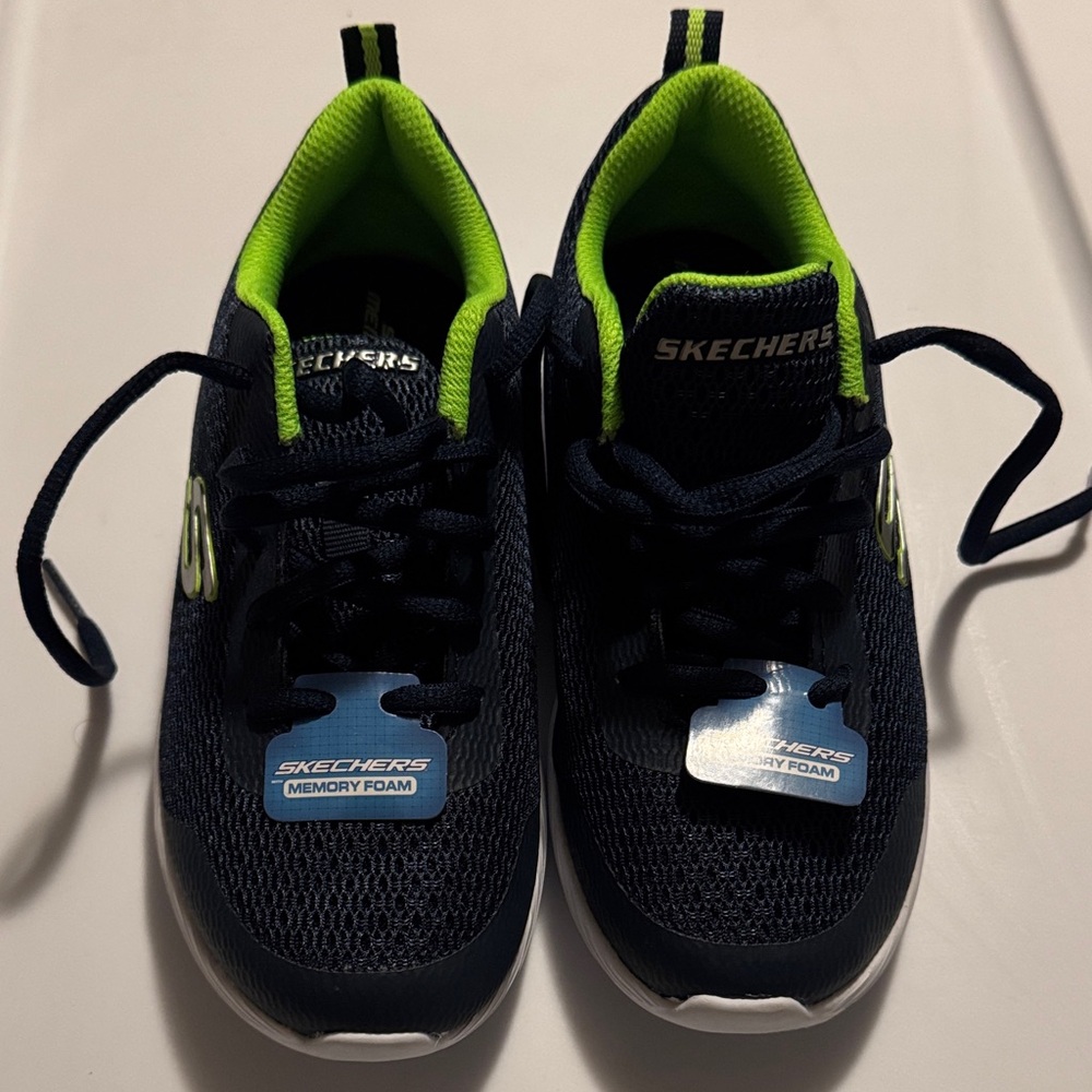 Skechers Kids Navy and Lime Sneakers